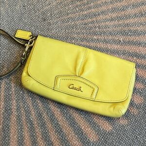 Coach Vibrant Lime Yellow Leather Clutch